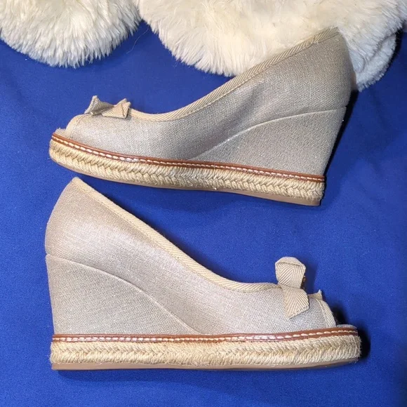 Tory Burch Jackie Espadrille Wedge Bow Peep-Toe Flats NOW ONLY $95 - Picture 4 of 9